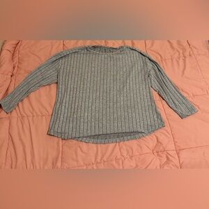 Gray Ribbed Women's Top